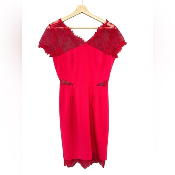 BCBGMaxAzria Nel Lipstick Red Lace Cocktail Dress - Picture 5 of 13